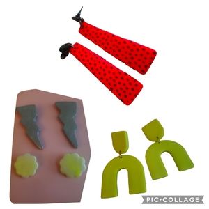 4 new pairs handmade earrings polymer clay, acrylic